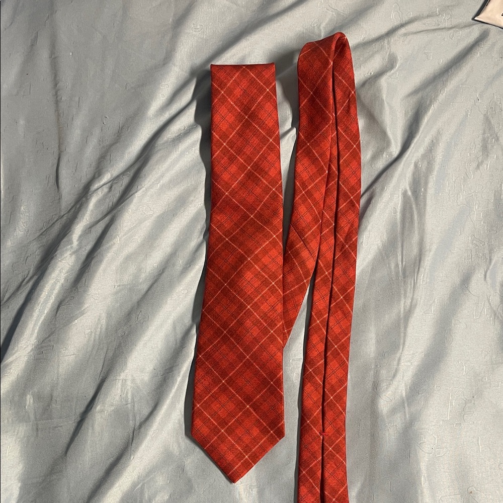 Isaia Burnt Orange Plaid Seven Fold Tie